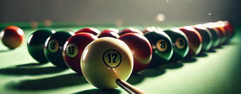 A snooker table lined up for a shot